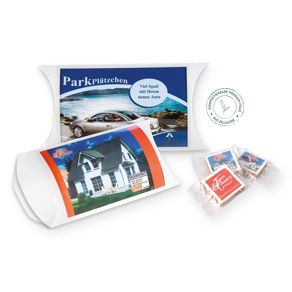 6 BEDRUCKTE M-PLÄTZCHEN IN KISSENVERPACKUNG