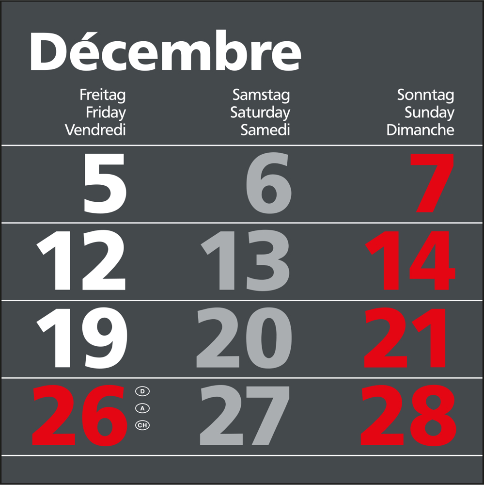 3-Monatskalender Einblatt Solid 3, anthrazit