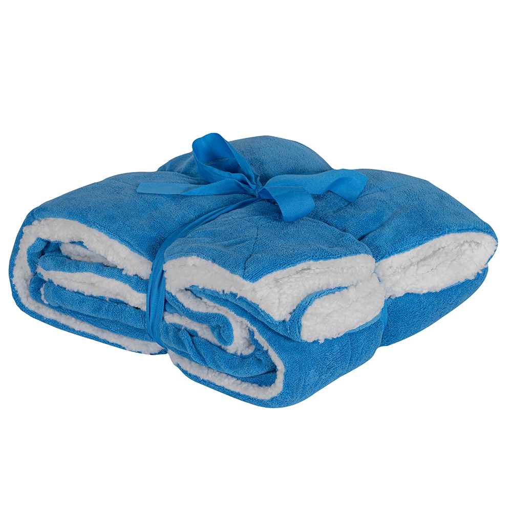 Duodecke Coral/Sherpa 150 x 130 cm - royalblau