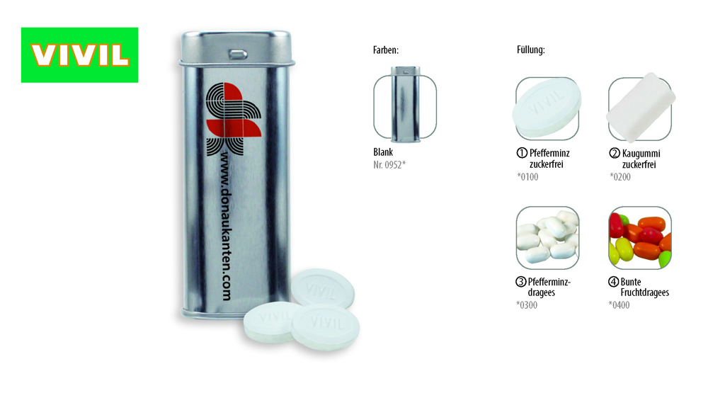 Pocket Box 20 g  ,  Inhalt:  Pfefferminzdragees (Dose)