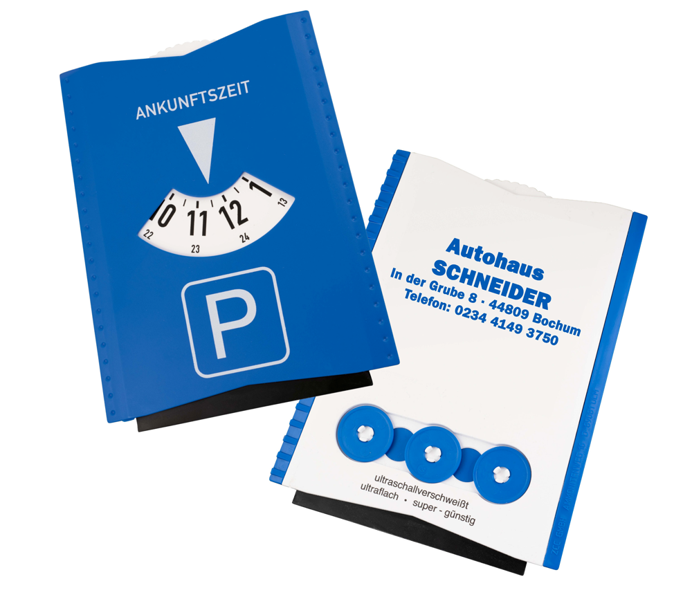 Parkscheibe ROBUST mit Eiskratzer und 3 Einkaufswagen-Chips