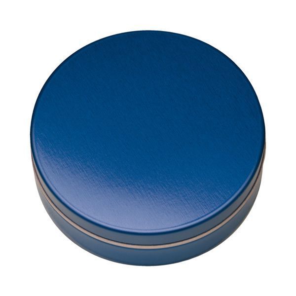XS-Prägedose, silber-matt mit Pulmoll Pastillen - blau-metallic