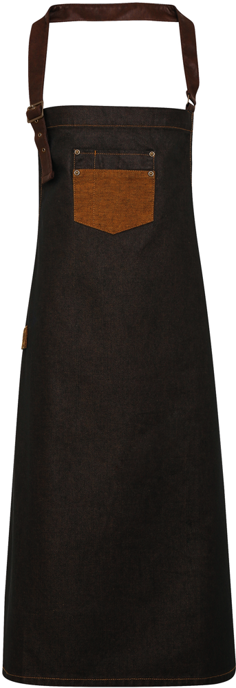 PR136 - Division - Waxed look denim bib apron with faux leather