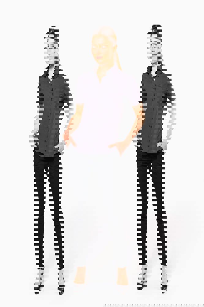 K544C - Damen Popelinebluse Kurzarm