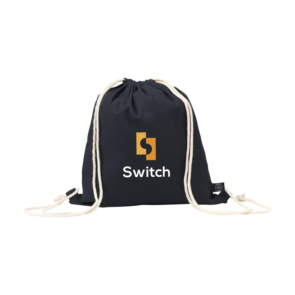 PromoColour GRS Recycled Cotton Backpack (150 g/m²) - schwarz