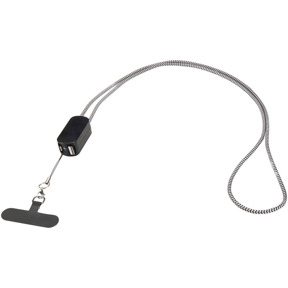 Anser Smartphone Lanyard aus recyceltem Kunststoff mit 27 W 5-in-1 integriertem Kabel