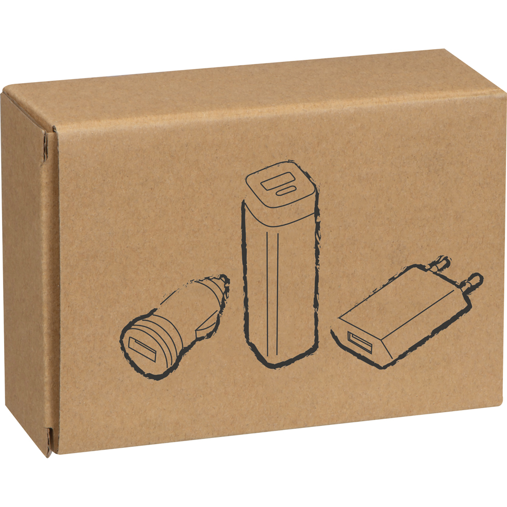 Travel Set Powerbank, EU-Stecker und USB Ladegerät JUSTIN
