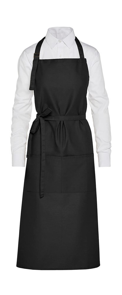 AMSTERDAM - Recycled Bib Apron with Pocket - Black