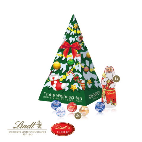Präsent "Weihnachtsbaum" mit Lindt Minis und Nikolaus