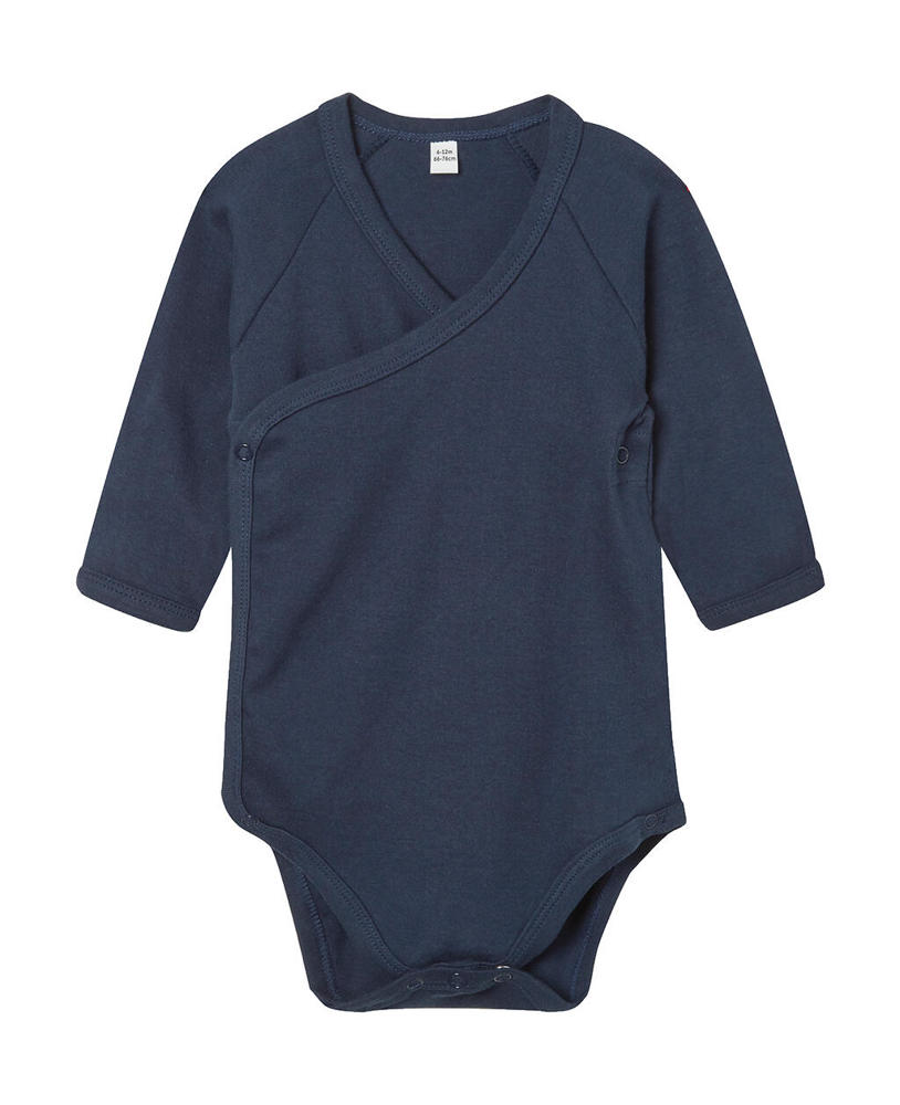 Baby Long Sleeve Kimono Bodysuit - Nautical Navy