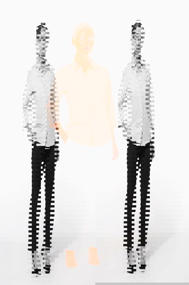 K558C - Popeline Hemd Baumwollpolyester 3/4-Ärmel pflegeleicht für Damen